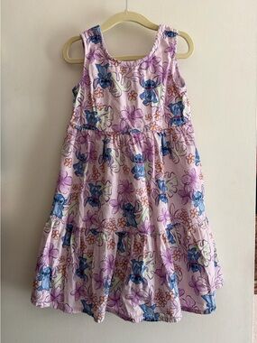 Disney Lavender Dress with Blue Stitch & Purple Floral Print
